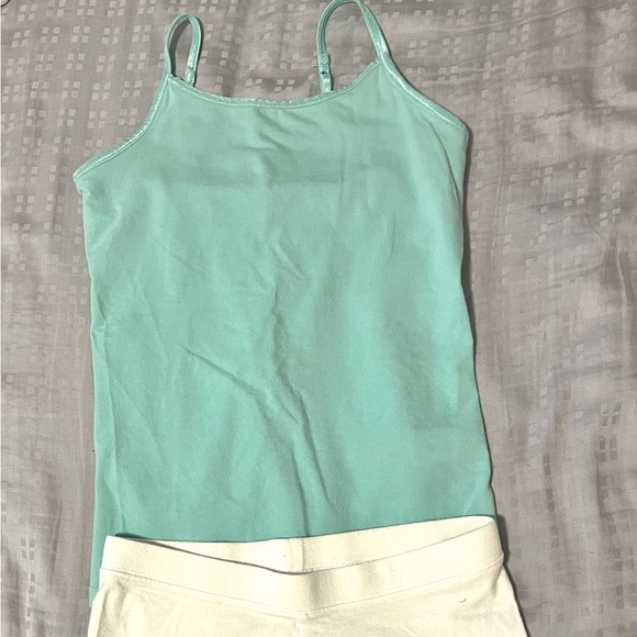 Aqua Tank Top Girls 7/8 Spaghetti Strap So “Cutest Cami” Lined Built-in Bra - Picture 2 of 12